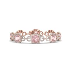 22 ctw Morganite & VS/SI Diamond Certified Bracelet 14K Rose Gold