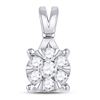 Image 1 : 14kt White Gold Round Diamond Flower Cluster Pendant 1/3 Cttw