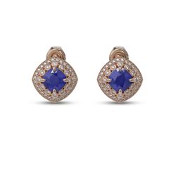 4.99 ctw Certified Sapphire & Diamond Victorian Earrings 14K Rose Gold