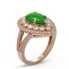 Image 2 : 4.12 ctw Jade & Diamond Victorian Ring 14K Rose Gold