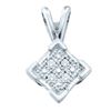 Image 1 : Sterling Silver Round Diamond Diagonal Square Cluster Pendant .01 Cttw