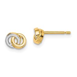 14k w/Rhodium Intertwined Circles Post Earrings - 47 mm