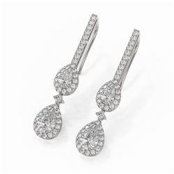 2.5 ctw Pear Cut Diamond Designer Earrings 18K White Gold
