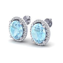 5 ctw Aquamarine & Micro Pave VS/SI Diamond Earrings 18k White Gold