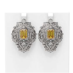 12.35 ctw Canary Citrine & Diamond Earrings 18K White Gold