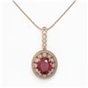 Image 2 : 8.66 ctw Certified Ruby & Diamond Victorian Necklace 14K Rose Gold