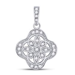 Sterling Silver Round Diamond Starburst Fashion Pendant 1/10 Cttw