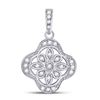 Image 1 : Sterling Silver Round Diamond Starburst Fashion Pendant 1/10 Cttw