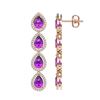 Image 2 : 7.85 ctw Amethyst & Diamond Micro Pave Halo Earrings 10k Rose Gold