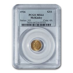 1916 Gold $1.00 McKinley Memorial MS-64 PCGS