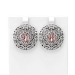 11.6 ctw Morganite & Diamond Earrings 18K White Gold