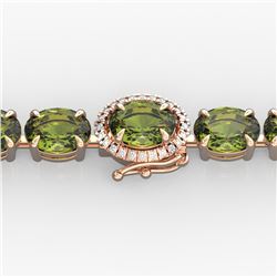 27 ctw Green Tourmaline & VS/SI Diamond Micro Bracelet 14k Rose Gold