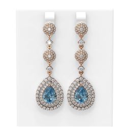 9.68 ctw Aquamarine & Diamond Earrings 18K Rose Gold