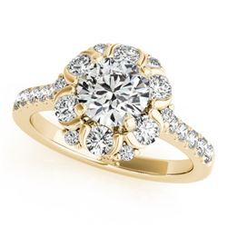 1.55 ctw Certified VS/SI Diamond Solitaire Halo Ring 14k Yellow Gold