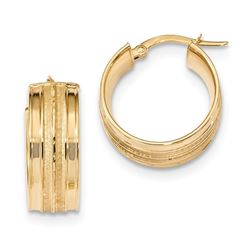 14k Solid Gold Polished & Satin Hoop Earrings (21.05)