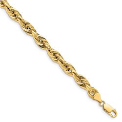 14k Yellow Gold 7.0 mm Semi-Solid Rope Chain - 8 in.