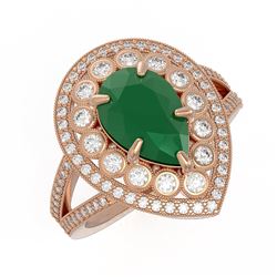 5.12 ctw Certified Emerald & Diamond Victorian Ring 14K Rose Gold