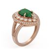 Image 2 : 5.12 ctw Certified Emerald & Diamond Victorian Ring 14K Rose Gold