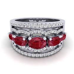 2.25 ctw Ruby & Micro Pave VS/SI Diamond Designer Ring 10k White Gold