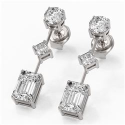 2.32 ctw Emerald Cut Diamond Designer Earrings 18K White Gold