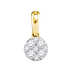 14kt Yellow Gold Round Diamond Circle Cluster Pendant 1/4 Cttw