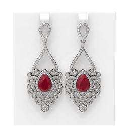 11.26 ctw Ruby & Diamond Earrings 18K White Gold