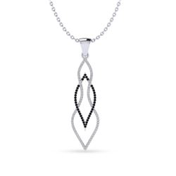 0.80 ctw Micro Pave Black & White Diamond Necklace 14k White Gold