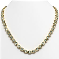 20.71 ctw Aquamarine & Diamond Micro Pave Halo Necklace 10k Yellow Gold