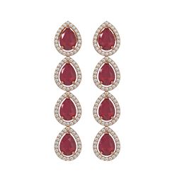 10.2 ctw Ruby & Diamond Micro Pave Halo Earrings 10k Rose Gold