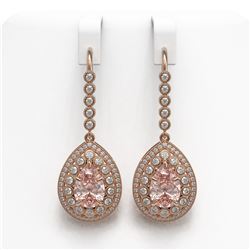 8.35 ctw Morganite & Diamond Victorian Earrings 14K Rose Gold