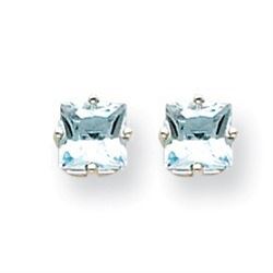 14k White Gold 6 mm Aquamarine Stud Earrings