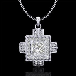 0.84 ctw Princess VS/SI Diamond Micro Pave Necklace 18k White Gold