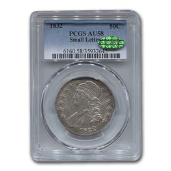 1832 Capped Bust Half Dollar AU-58 PCGS CAC (Small Letters)