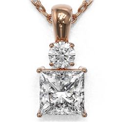 0.9 ctw Princess Cut Diamond Designer Necklace 18K Rose Gold