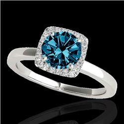 1.15 ctw SI Certified Fancy Blue Diamond Halo Ring 10k White Gold