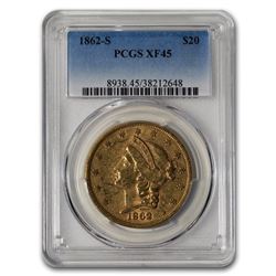 1862-S $20 Liberty Gold Double Eagle XF-45 PCGS
