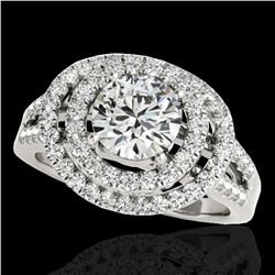 1.75 ctw Certified Diamond Solitaire Halo Ring 10k White Gold