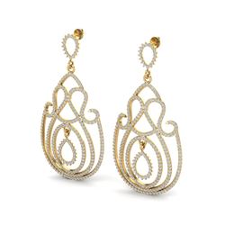 3.50 ctw Micro Pave Designer VS/SI Diamond Earrings 14k Yellow Gold