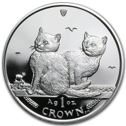 2003 Isle of Man 1 oz Silver Balinese Cats Proof