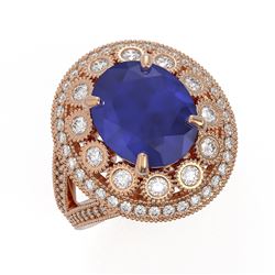 8.76 ctw Certified Sapphire & Diamond Victorian Ring 14K Rose Gold
