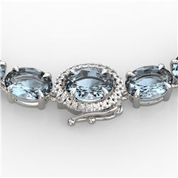 90 ctw Sky Blue Topaz & VS/SI Diamond Micro Necklace 14k White Gold