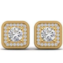 2 ctw Certified VS/SI Diamond Art Deco Micro Stud Earrings 14k Yellow Gold