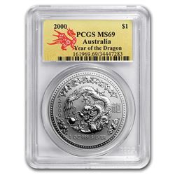 2000 Australia 1 oz Silver Year of the Dragon MS-69 PCGS