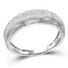 Image 1 : 10kt Two-tone White Gold Mens Round Diamond Double Row Wedding Band 1/10 Cttw