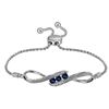 Image 1 : Sterling Silver Round Lab-Created Blue Sapphire Bolo Bracelet 1/2 Cttw