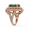 Image 3 : 13.85 ctw Certified Emerald & Diamond Victorian Ring 14K Rose Gold