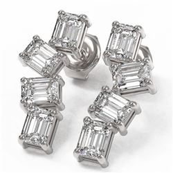 4 ctw Emerald Cut Diamond Earrings 18K White Gold