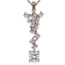 2.2 ctw Princess Cut Diamond Designer Necklace 18K Rose Gold