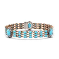 23.14 ctw Turquoise & Diamond Bracelet 14K Rose Gold