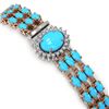 Image 3 : 23.14 ctw Turquoise & Diamond Bracelet 14K Rose Gold
